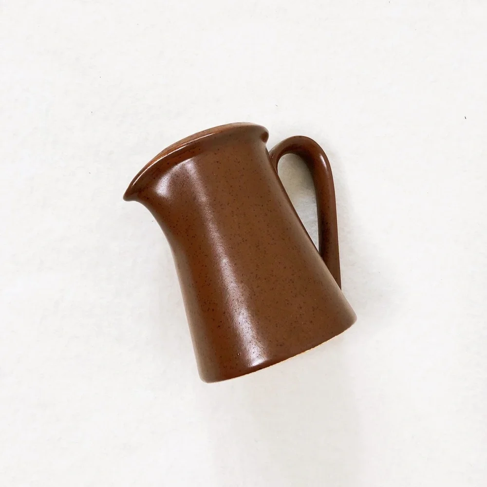 4/$22 Vintage Brown Speckle Mocha Stoneware Creamer Oven Table Dishwasher Safe - Picture 1 of 8